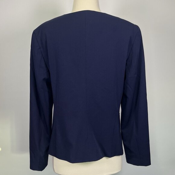 Lauren Ralph Lauren Blazer Jacket Zip Up Twill  Navy Blue Career Business Sz 10 - Picture 6 of 9